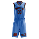 Custom Light Blue Coral Red Basketball Set
