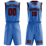 Custom Light Blue Coral Red Basketball Set
