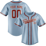 Custom Light Blue & Coral Red Colors Design Sports Baseball Jersey