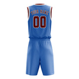 Custom Light Blue Coral Red Basketball Set