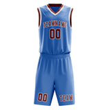 Custom Light Blue Coral Red Basketball Set