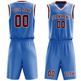 Custom Light Blue Coral Red Basketball Set