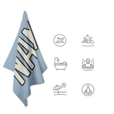 Custom Light Blue Cream Beach Towel