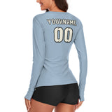 Custom Light Blue Cream Women's Long-Sleeve Shirt