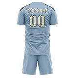 Custom Light Blue Cream Soccer Jersey