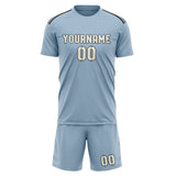 Custom Light Blue Cream Soccer Jersey