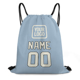 Custom Light Blue Cream Drawstring Bag