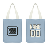 Custom Light Blue Cream Canvas Tote Bag