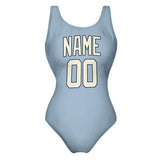 Custom Light Blue Cream Swimsuit