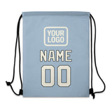 Custom Light Blue Cream Drawstring Bag