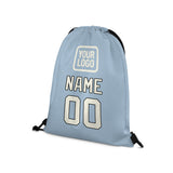 Custom Light Blue Cream Drawstring Bag