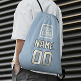 Custom Light Blue Cream Drawstring Bag
