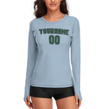Custom Light Blue Green Women's Long-Sleeve Shirt
