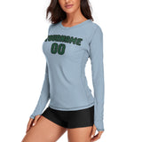 Custom Light Blue Green Women's Long-Sleeve Shirt