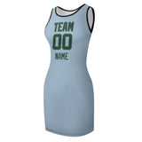 Custom Light Blue Green Sleeveless Vest Dress