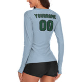 Custom Light Blue Green Women's Long-Sleeve Shirt