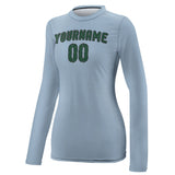 Custom Light Blue Green Women's Long-Sleeve Shirt