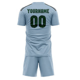 Custom Light Blue Green Soccer Jersey