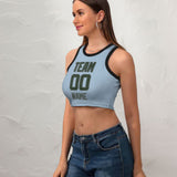 Custom Light Blue Dark Green Sleeveless Tank Top
