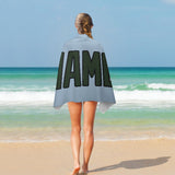 Custom Light Blue Dark Green Beach Towel
