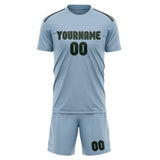 Custom Light Blue Dark Green Soccer Jersey
