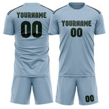 Custom Light Blue Dark Green Soccer Jersey