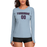 Custom Light Blue Purple Women's Long-Sleeve Shirt