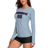 Custom Light Blue Purple Women's Long-Sleeve Shirt