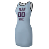 Custom Light Blue Purple Sleeveless Vest Dress