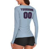 Custom Light Blue Purple Women's Long-Sleeve Shirt