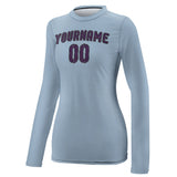 Custom Light Blue Purple Women's Long-Sleeve Shirt