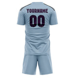 Custom Light Blue Purple Soccer Jersey