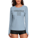 Custom Light Blue Light Blue Women's Long-Sleeve Shirt