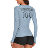 Custom Light Blue Light Blue Women's Long-Sleeve Shirt