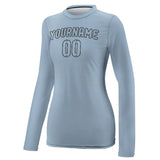 Custom Light Blue Light Blue Women's Long-Sleeve Shirt