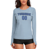 Custom Light Blue Sky Blue Women's Long-Sleeve Shirt
