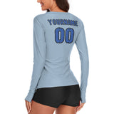 Custom Light Blue Sky Blue Women's Long-Sleeve Shirt
