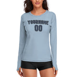 Custom Light Blue Blue Women's Long-Sleeve Shirt