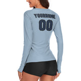 Custom Light Blue Blue Women's Long-Sleeve Shirt