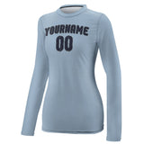 Custom Light Blue Navy Women's Long-Sleeve Shirt
