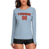 Custom Light Blue Orange Red Women's Long-Sleeve Shirt