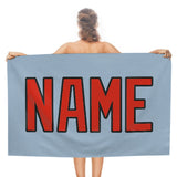 Custom Light Blue Orange Red Beach Towel