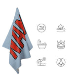 Custom Light Blue Orange Red Beach Towel