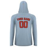 Custom Light Blue Orange Red UV-Hoodie