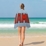 Custom Light Blue Orange Red Beach Towel