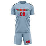 Custom Light Blue Orange Red Soccer Jersey