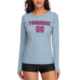 Custom Light Blue Pink Women's Long-Sleeve Shirt