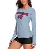 Custom Light Blue Pink Women's Long-Sleeve Shirt