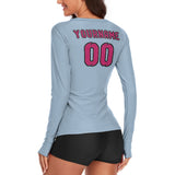 Custom Light Blue Pink Women's Long-Sleeve Shirt