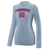 Custom Light Blue Pink Women's Long-Sleeve Shirt
